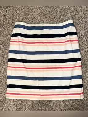 Ann Taylor Multicolor Striped Skirt Blue Black Red